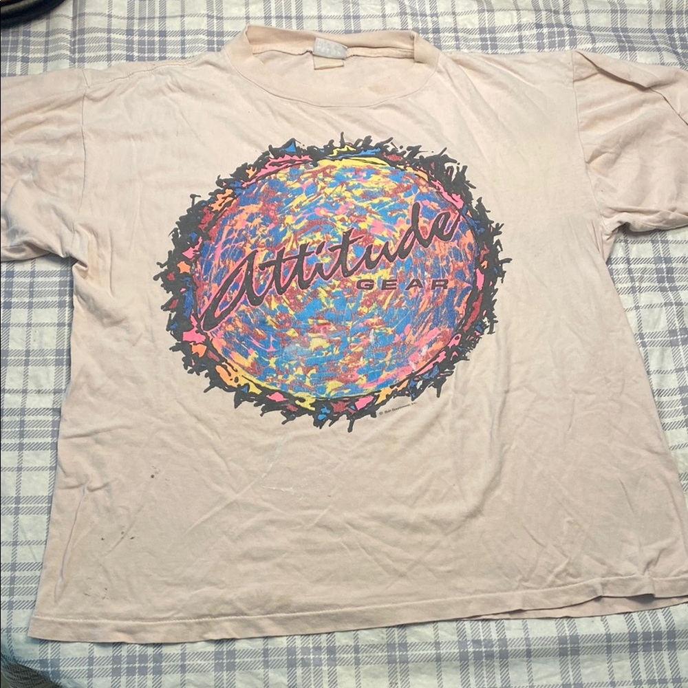Pink and Blue Short Sleeve Tee with Psychedelic Design